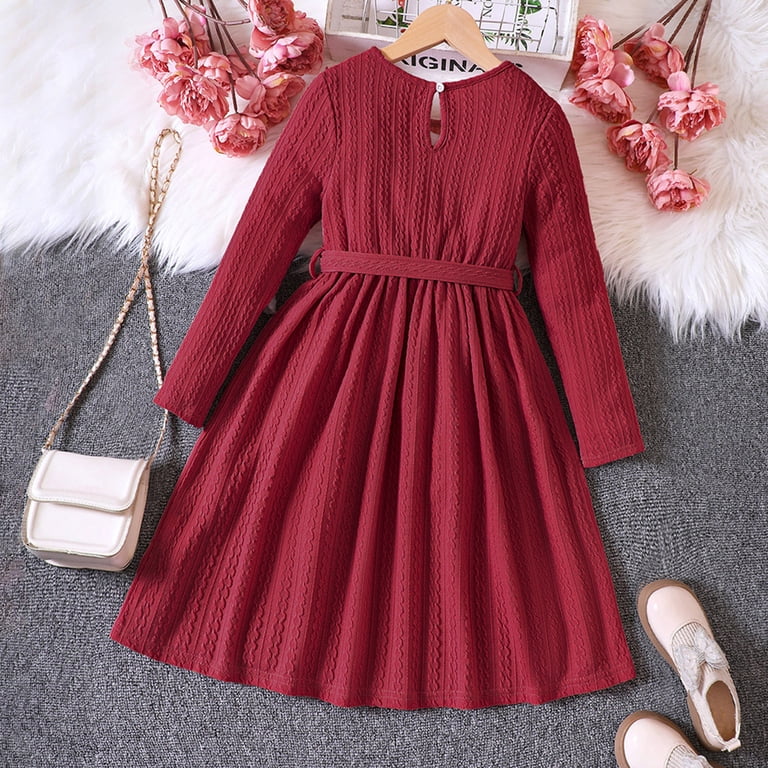 Toddler Girl Dresses Fall Winter Long Sleeve Solid Color Knit Sweater Kid  Little Skirt Outfits Dresses Clothes for Girls Size 5-6T - Walmart.com
