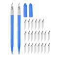 thumbnail image 1 of Arte Artesanía Cuchillos Juego, 2uds Tallado Cuchillo con 24uds Repuesto Metal Hoja para Recortes Álbum Plantilla Afición Bricolaje, PVC Mango Oscuro Azul (2 Juegos) Unique Bargains cuchillas de repuesto para cuchillos de arte, 1 of 6