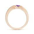 thumbnail image 2 of ANGARA Natural Bar-Set Solitaire Round Amethyst Bypass Ring in 14K Rose Gold for Women (Size-5mm) | February Birthstone, Birthday, Anniversary, Jewelry Gift for Women | Natural Amethyst Ring, 2 of 9
