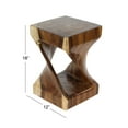 thumbnail image 4 of DecMode 12" x 18" Brown Suar Wood Handmade Geometric Accent Table with Spiral Base, 1-Piece, 4 of 15
