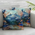 thumbnail image 3 of Creowell Throw Pillow Covers Sea Ocean Life Themed Blue Crab and Coral Design Square Pillowcase for Home Decor Sofa Car Bedroom Pillow case White, 3 of 5