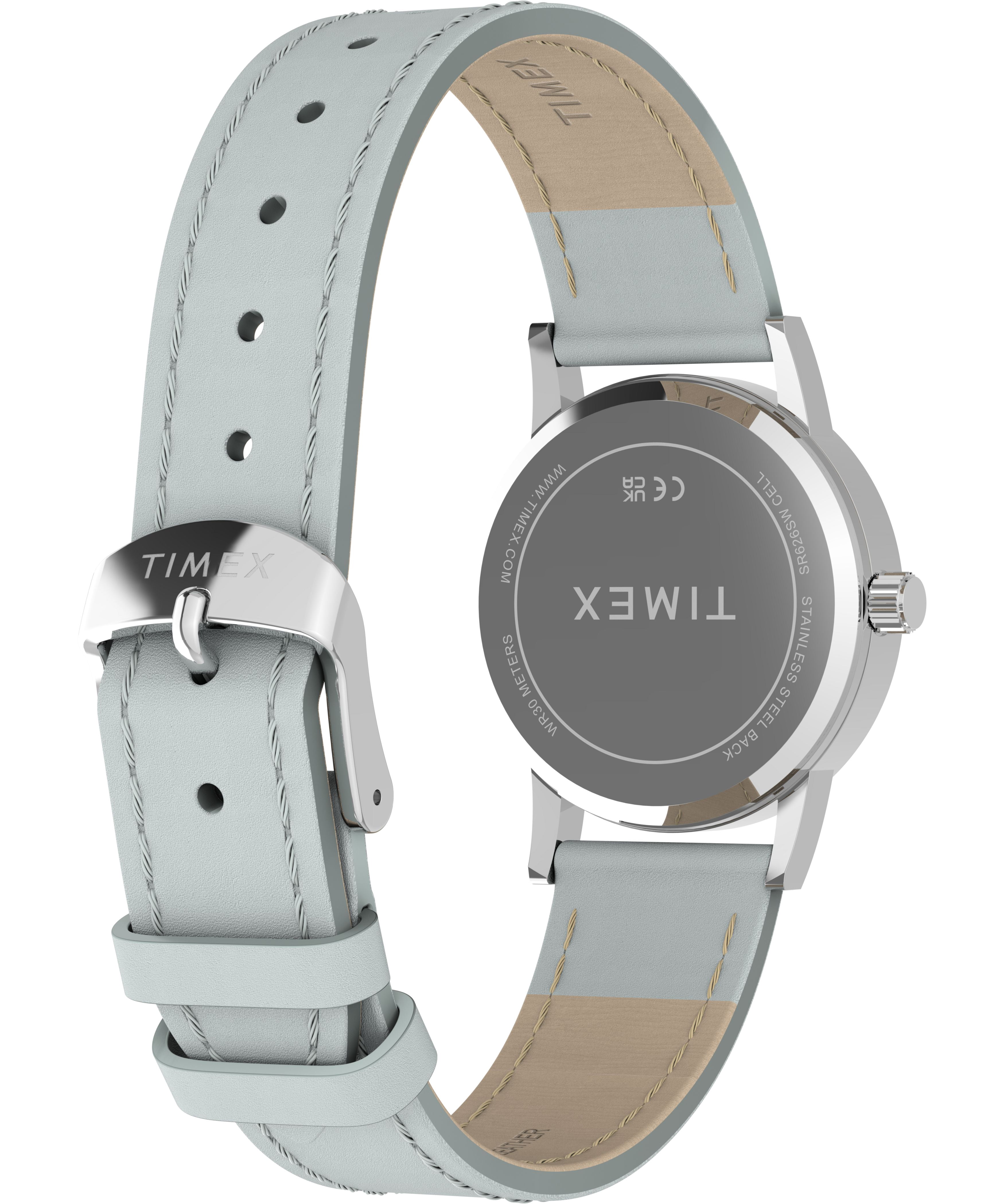 Timex Women's Main Street 30mm Watch - Blue Strap Silver-Tone Dial Silver-Tone Case
