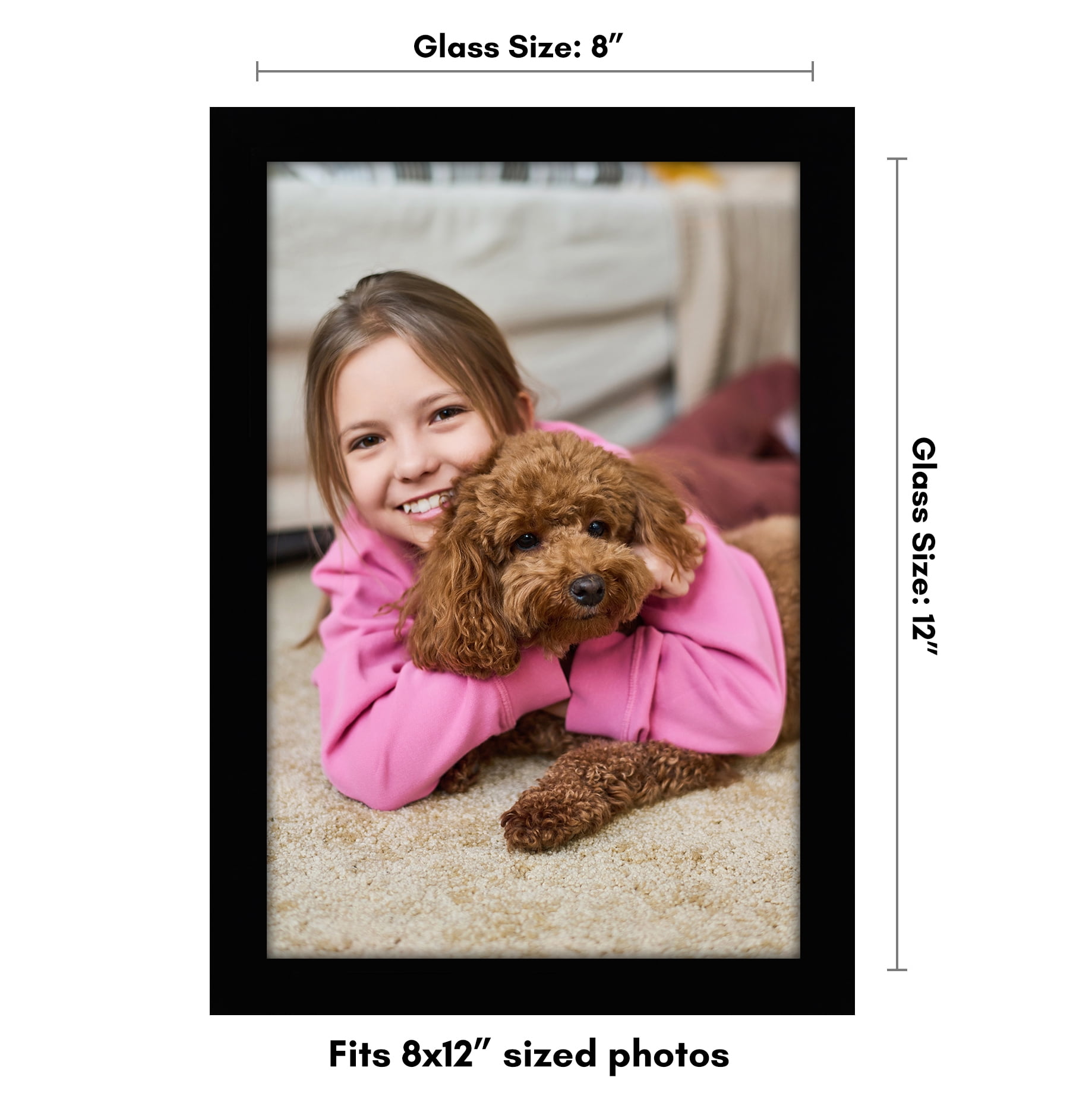 Americanflat 8x12 Picture Frame with Shatter-Resistant Glass Signature Collection Gallery Style Frames - Black