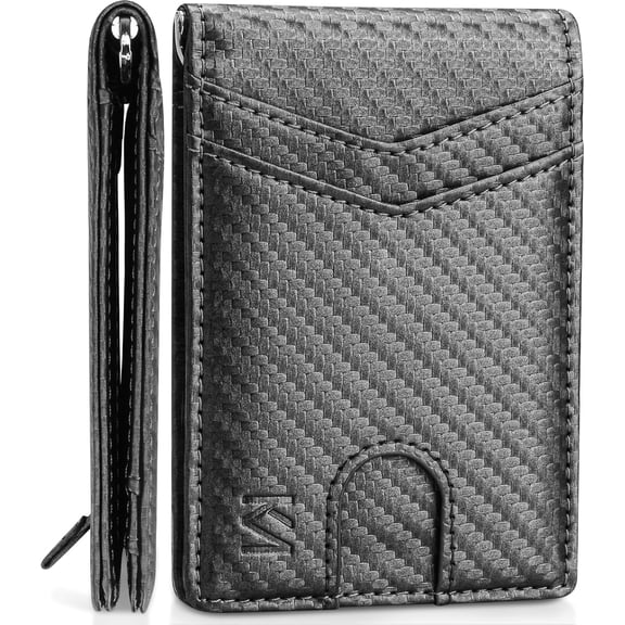 Men's Money Clip Credit Card Holder RFID Blocking Leather Front Pocket Bifold Wallets