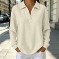 thumbnail image 3 of FAHUOMU Women's Waffle Knit Top Long Sleeve V Neck Shirts Soft Lightweight Collared Outfits Casual Fall Fashion Blouses, 3 of 10