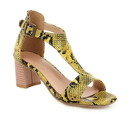 

IELGY Women s Fish mouth sandals Shallow mouth Printing Simple Square toe Ethnic