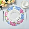 thumbnail image 5 of GZHJMY Beautiful Hydrangea Flowers Round Placemats Durable Non-Slip Heat and Stain Resistant Placemat for Kitchen Table Decoration Outdoor BBQ Activities(6PCS) Table Mat, 5 of 7