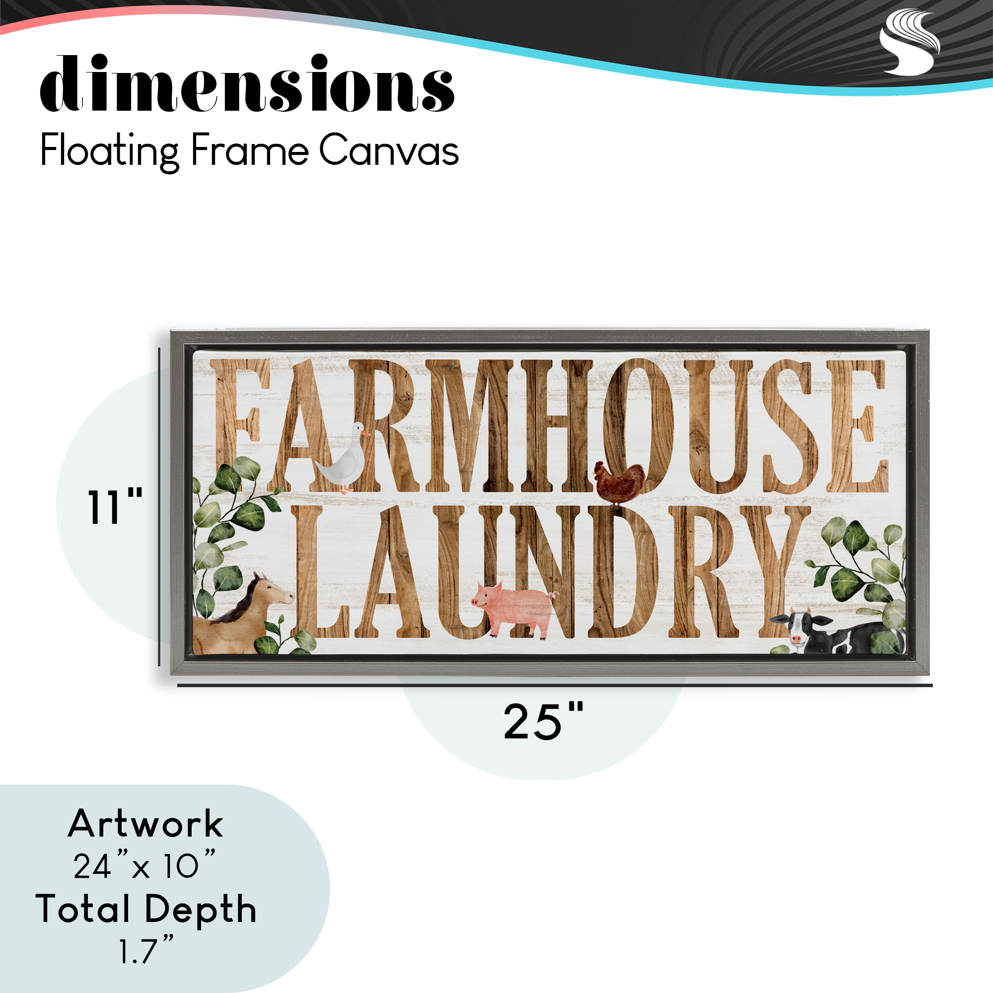 Rustic Farmhouse Laundry Gray Framed Floater Canvas Wall Art, design by Kim Allen