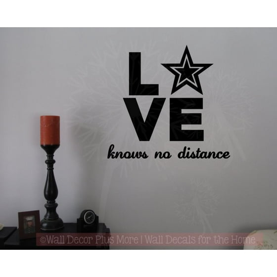 Military Wall Decor Love Knows No Distance Vinyl E Decal Sticker Black 15x14 Inch