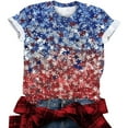 thumbnail image 2 of Elvqul Shirts for Women American Flag Tops Patriotic Independence Day Star Crew Neck Short Sleeve Juniors T Shirts 4th of July, 2 of 5