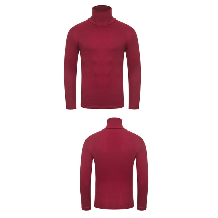 Dxhmoneyhx Clearance Men's Thermal Compression Shirts Long Sleeve Turtleneck Shirt Winter Sports Running Lightweight Base Layer, Size: XL, Red