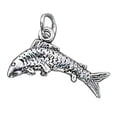 thumbnail image 1 of Sterling Silver 20" Unisex 1.5mm Box Chain 3D Leaping Scaly Fish Pendant Necklace, 1 of 2