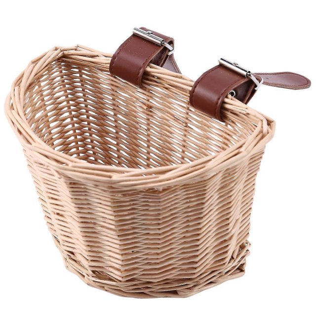 Cestas de bicicleta de ratán vintage para niños, cesta para bicicleta, scooter, cesta delantera para bicicleta para niños, XS (color madera)