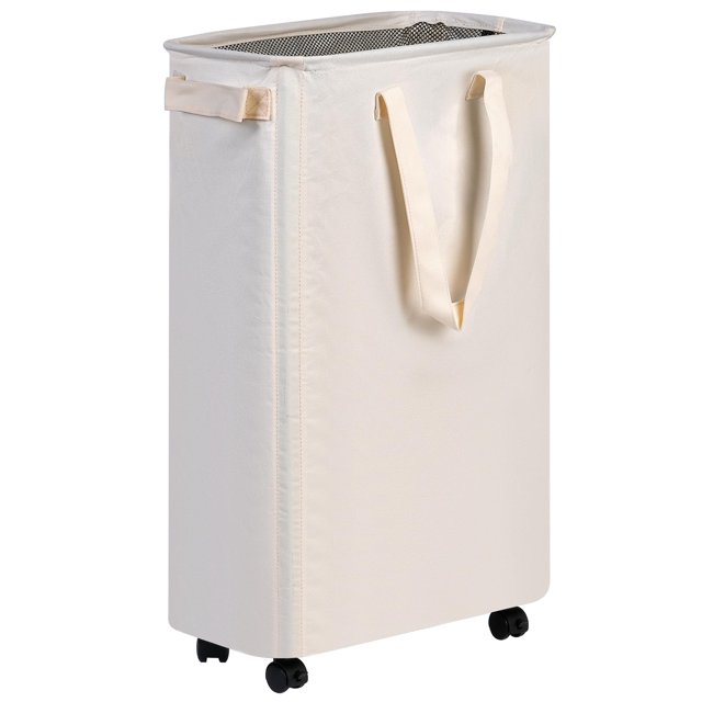 Cesto de ropa efluky Slim con ruedas, 48 litros (12,7 galones), color beige