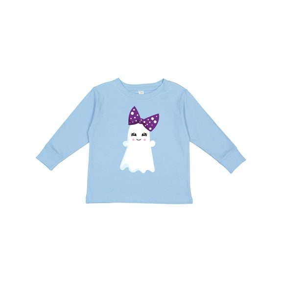 Inktastic Little Ghost, Cute Ghost, Ribbon, Halloween Girls Long Sleeve Toddler T-Shirt