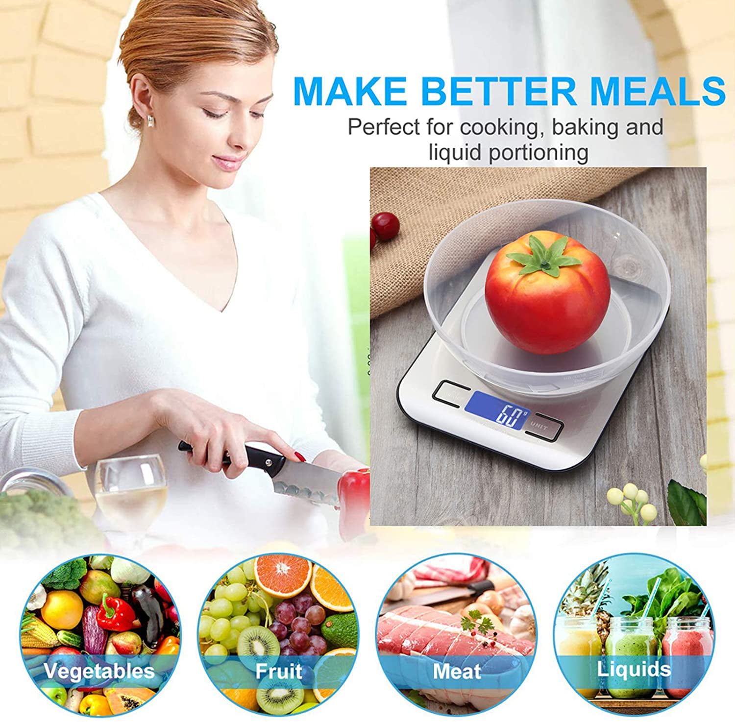 Zulay Kitchen Precision Digital Food Scale Weight Grams and Oz, LB, KG, ML  - Silver - 262 requests