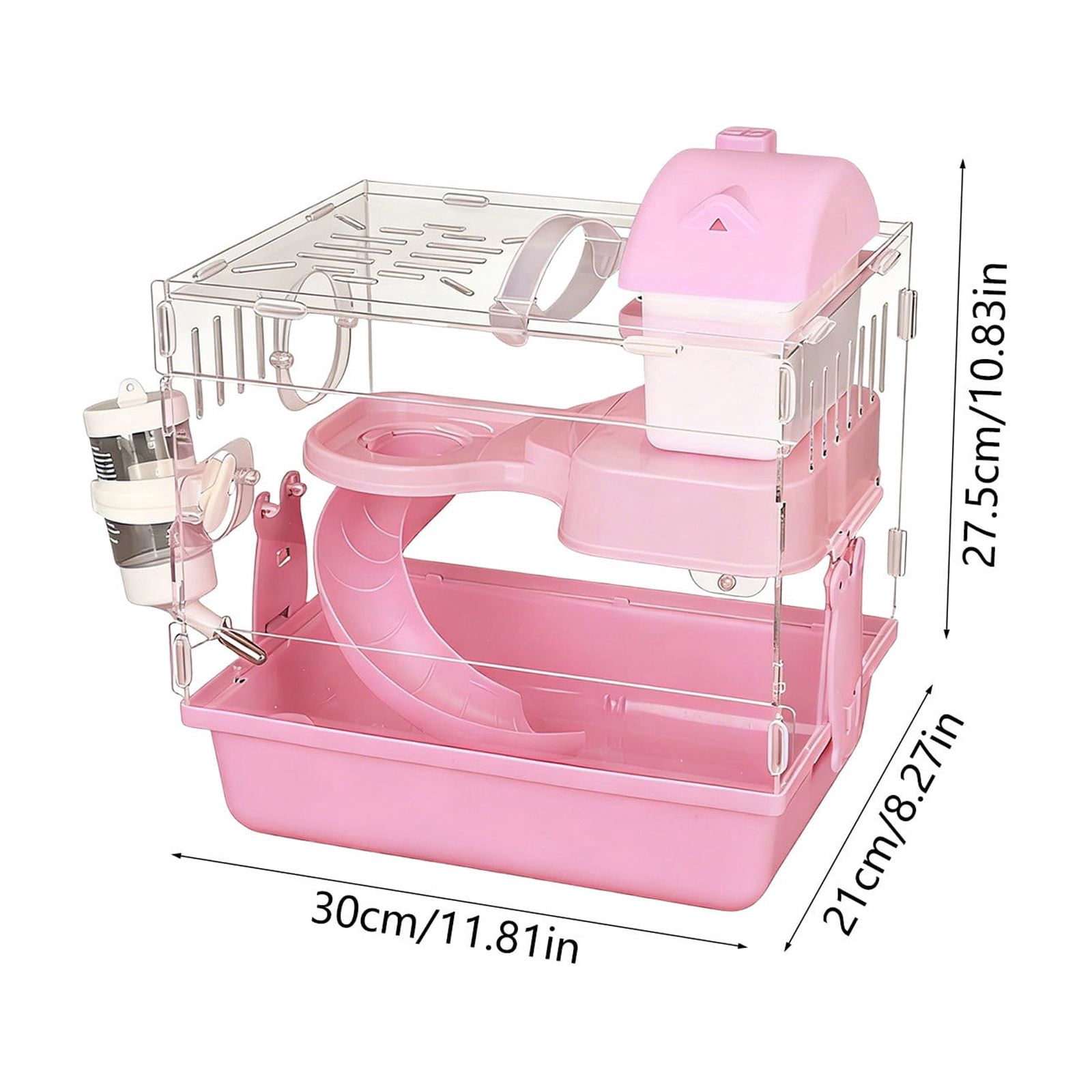Hamster House,Hamster Platform,Acrylic Transparent Hamster Cage with Pull Out Tray, Ventilated Small Pet Habitat, for Indoor Hamster Enclosure Easy Clean(MulticolorB)