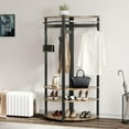 thumbnail image 4 of 6-Hook Coat Rack with Shoe Bench & Shelf – Freestanding Corner Entryway Organizer, Clothes and Shoe Storage for Home, Bedroom, Office, 4 of 18
