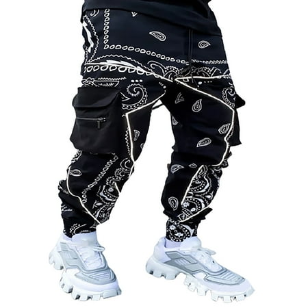 XZNGL Mens Loose Overalls Trousers Night Reflective Casual Street ...