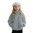 thumbnail image 2 of ZACPNCV Girls Fleece Jacket Kids Zip up Stand Collar Solid Sherpa Coat with Pockets Fall Winter Soft Warm Fuzzy Plush Outwear Gray 6-7 Years, 2 of 9