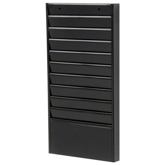 Global Industrial 10 Pockets - Medical Chart Hanging Wall File Holder - Black