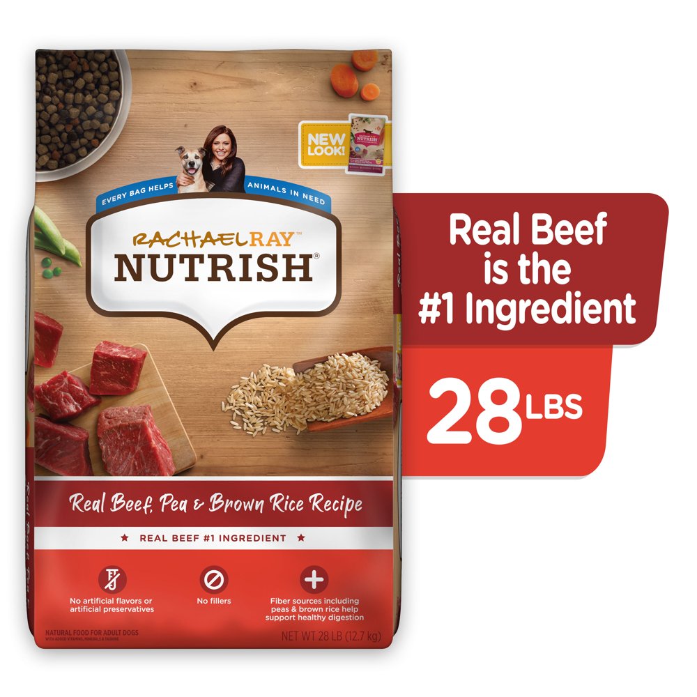 Rachael Ray Nutrish Real Beef, Pea & Brown Rice Recipe Dry Dog Food, 28