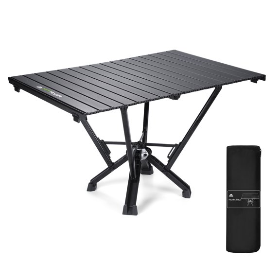 MTRVR Folding Camping Table, Sturdy Aluminum Foldable Camping Table, Load Capacity 110 lbs Outdoor Side Table, Small Portable Table with Carry Bag for BBQ, Picnic, Patio, Work, Festival (33.1"x22.4")