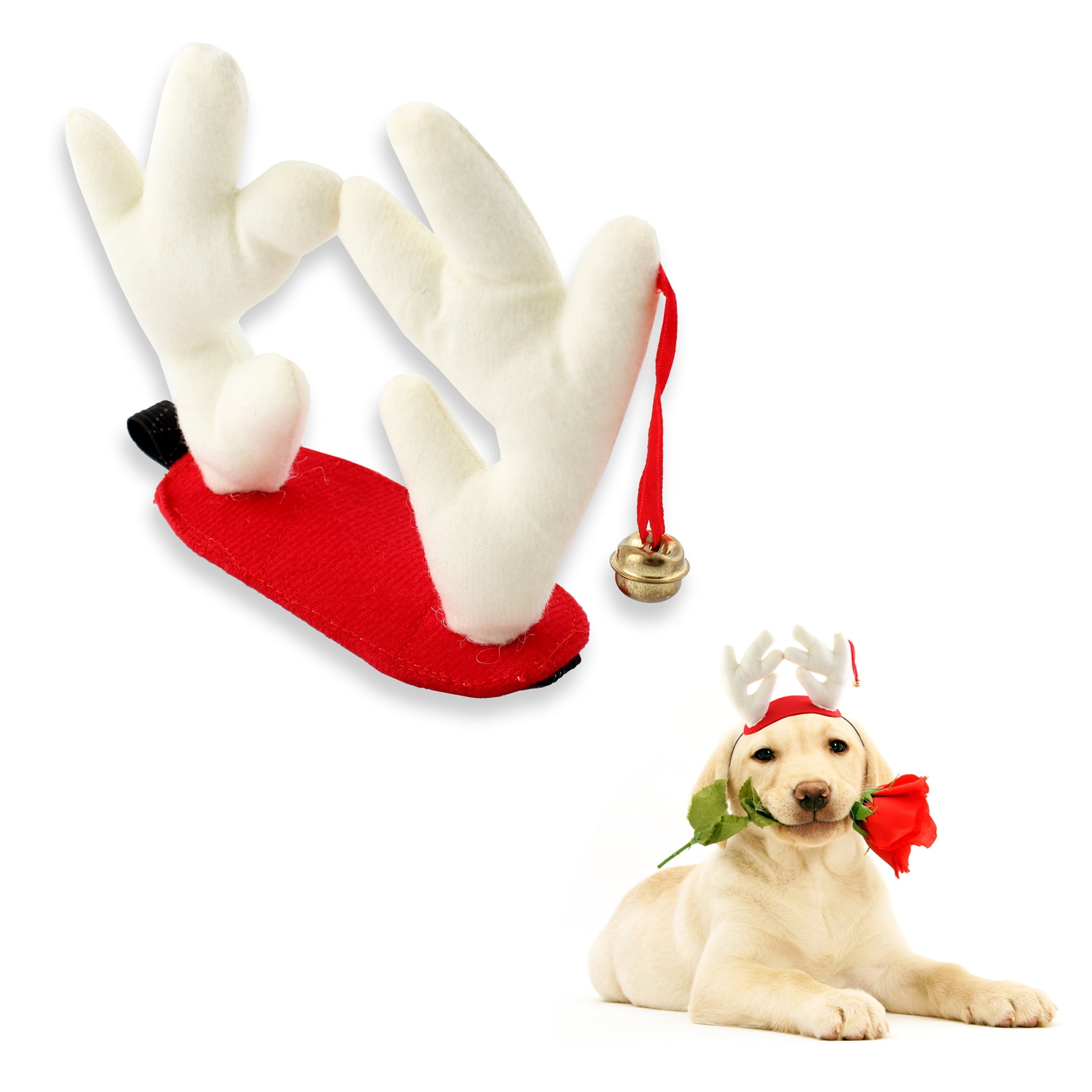 Pet Christmas Fancy Dress Elk Reindeer Antlers Hat Headband for Dog Cat Clothes Costumes, Red M ...