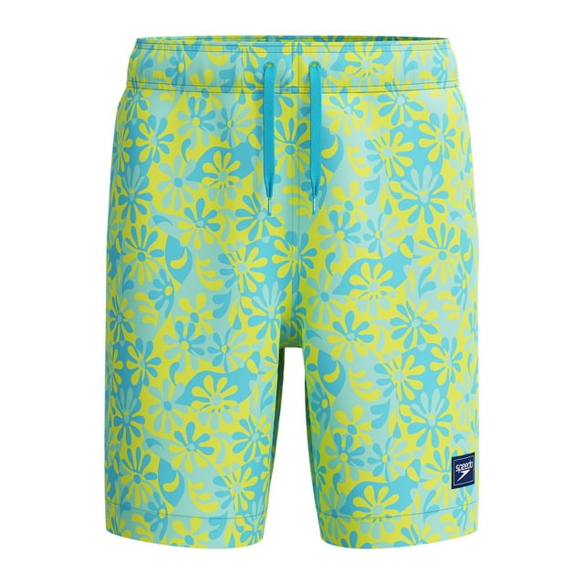 Speedo Boy's UV Protection Swim Trunk Mid Length Redondo Printed Shorts - Arctic Glass, Size S