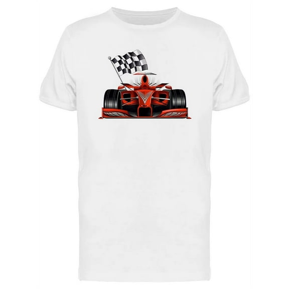 Red Race Car With Flag T-Shirt Men -Image by Shutterstock, Male XX-Large