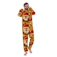 thumbnail image 3 of Odeerbi Christmas Onesie Pajamas for Family Holiday Sleep Jumpsuit Long Sleeve Family Christmas Pajamas Matching Sets Dad Fashion Printed Hooded Jumpsuit Sleepwear PJs Set Orange, 3 of 5