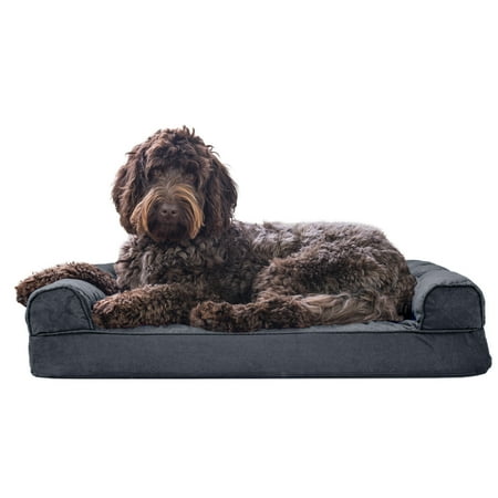 UPC: 0842229125764 | FurHaven Pet Products Quilted Memory Top Sofa-Style Pet Bed for Dogs & Cats – Iron Gray Medium
