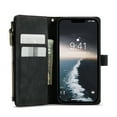 thumbnail image 6 of Zipper Wallet Case for iPhone 14, Premium PU Leather Wrist Hand Strap Card Slots Holder Flip Folio Cover with Magnetic Suction Kickstand Large Capacity Shockproof Case,Black, 6 of 12