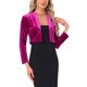 thumbnail image 1 of Inspire Chic Chaquetas de terciopelo para mujer, cárdigan de manga larga, frente abierto, chaqueta bolero corta S color rosa intenso, 1 of 6