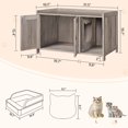 thumbnail image 5 of Cat Litter Box Enclosure, Hidden Litter Box Furniture with Divider, Indoor Cat House, Wooden Cat Washroom Storage Cabinet Bench, Side End Table Nightstand, Greige CWHG2501Z, 5 of 9