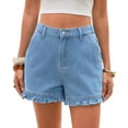 thumbnail image 3 of Summer High Waist Women Casual Jeans Denim Pants Ruffle Shorts, 3 of 7