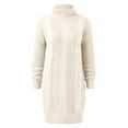 thumbnail image 4 of Sweater dress Knit Sweater Dress Long Sleeve High Neck Turtleneck Bodycon Mid Length Casual Winter Outfit Elegant Soft Stretch Comfortable Day Party Wear, 4 of 5