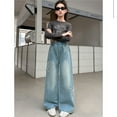 thumbnail image 6 of Shadoumai Wide Leg Jeans for Girls Kids Baggy Jeans Y2K Elastic Waist Pants Casual Loose Denim Pants with Pockets Comfy Trousers, 6 of 9