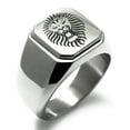 thumbnail image 1 of Stainless Steel Pharaoh Lion King Engraved Square Flat Top Biker Style Polished Ring, 1 of 1