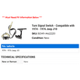 thumbnail image 2 of Turn Signal Switch - Compatible with 1974 - 1976 Jeep J10 1975, 2 of 2