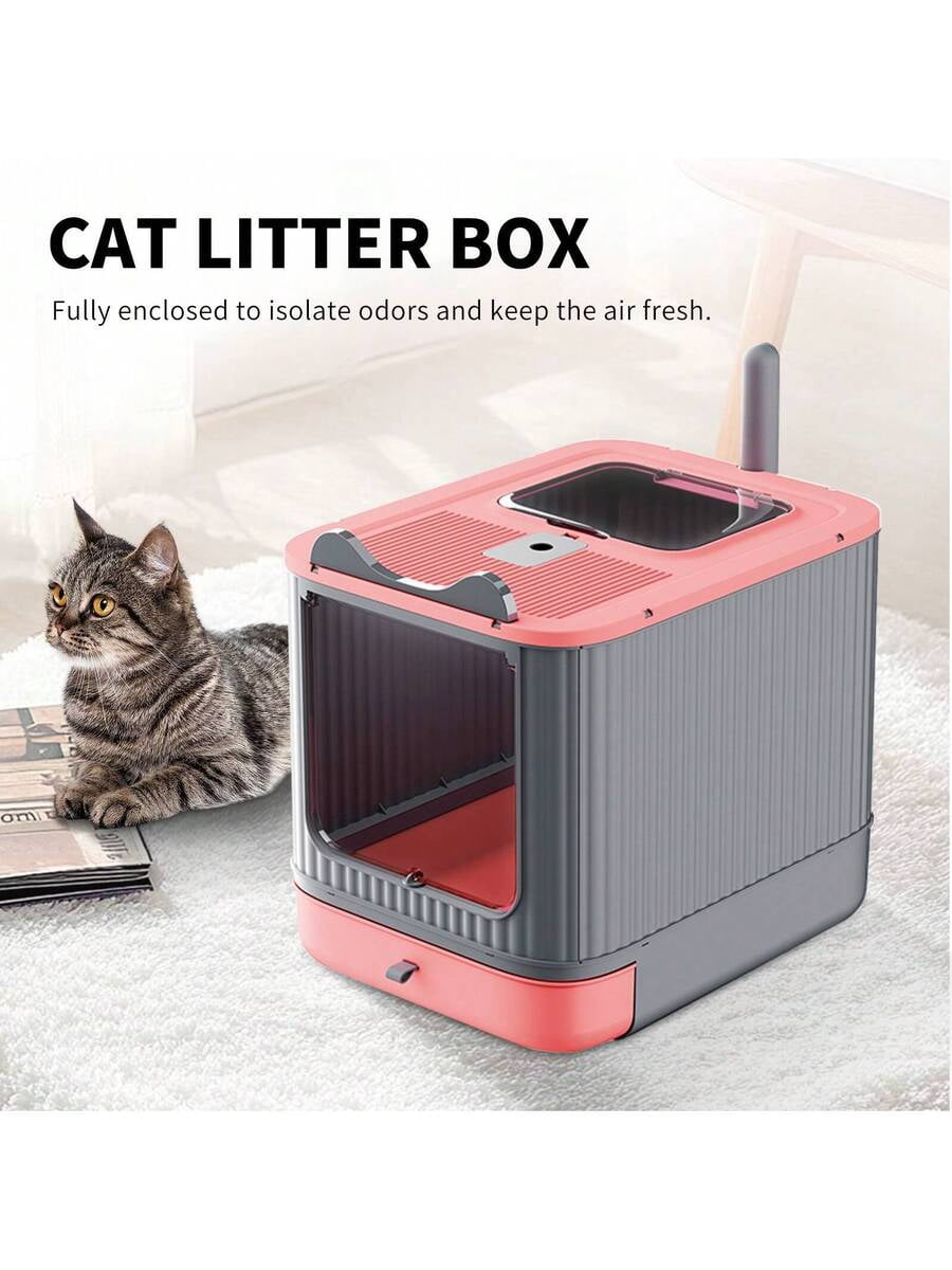 Spirit Cat Litter Box The Spirit Cat Litter Box Comes In An Extra-Large Size, Featuring A Front-Loading Drawer Design And A Top Cover, With An Overall Fully Enclosed Double-Door Style.