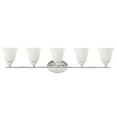 thumbnail image 3 of Aspen Creative 62233, Bathroom Vanity 5 Lights Fixture, 43" W x 9-1/8" H x 7-1/2" D, Chrome Finish/Frosted Glass Paint White Inside, 3 of 6