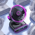 thumbnail image 4 of Led Digital Display Rotatable Desktop Fan, Rechargeable Silent Multi-Speeds Usb Table Cooling Fan For Office Bedroom Travel(8.66*7.09*6.3 in)Purple, 4 of 9