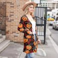 thumbnail image 7 of WTOBBY Women's Halloween Print Mid-Length Cardigan Jacket Casual Fashion Comfortable Open Front Long Sleeve Cover Up With Pockets Fall Outerwear,Ginger 2XL, 7 of 7