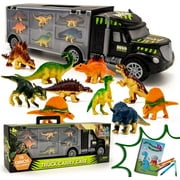 Toyvelt Dinosaur Toys for Kids 3-5 - Dinosaur Truck Carrier Toy with 15 Dinosaur -The Best Dinosaur Toys for Boys and Girls Ages 3,4,5, Years Old and Up + Bonus Dinosaur Book Incl