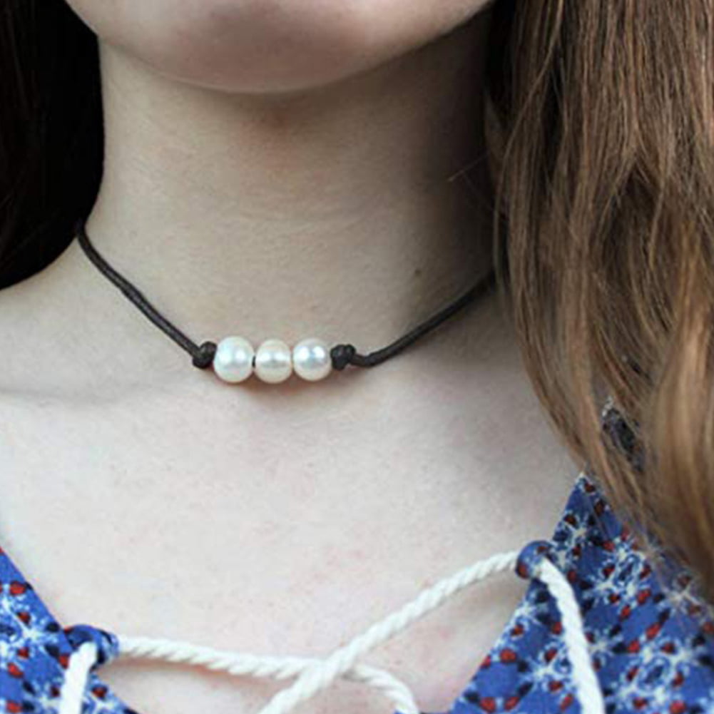 AYYUFE Women Handmade Stone Pearl Rope Necklace Necklet DIY Choker 