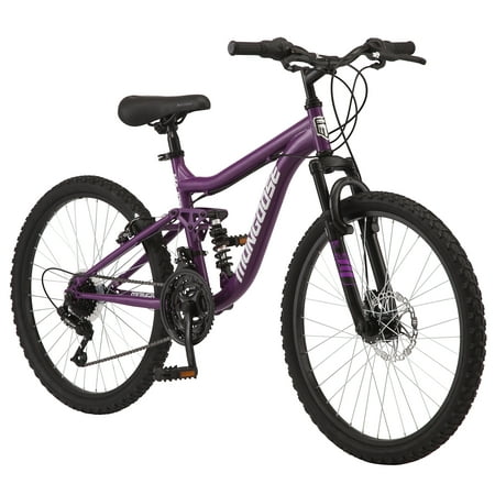 Mongoose Major Mountain Bike  24-inch wheels  21 speeds  purple  womens style frame