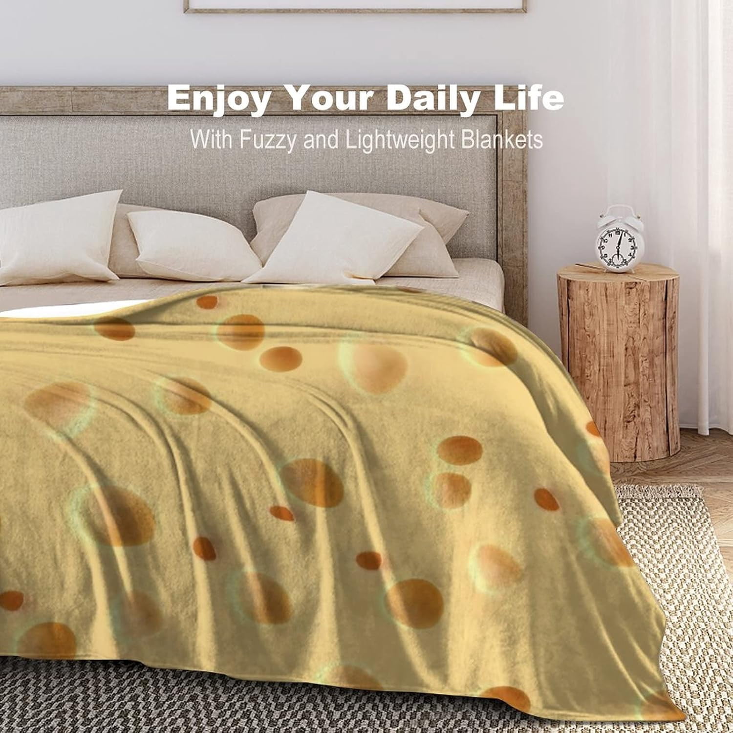 3D Funny Realistic Food Cheese Flannel Fleece Throw Blankets 50"X40" Soft Cozy Fluffy Winter Fall Blanket Cozy Soft Fuzzy Plush Home Decor for Couch Bed Sofa Living Room Bedroom