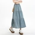 thumbnail image 2 of Bmisegm Women's Casual Denim Long Skirt with Elastic Waist A Line Skirt Womens Skirt BU2 S, 2 of 8