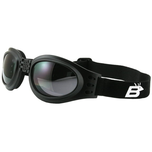 Birdz Eyewear Parrot Folding Padded Motorcycle Goggles Black Frame with Smoke Lens for Men & Women